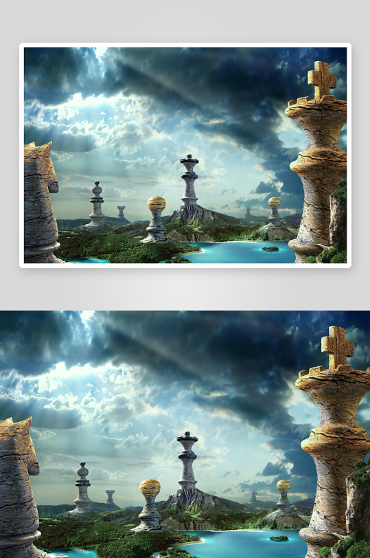 奇幻棋子山景云海壮丽-众图网