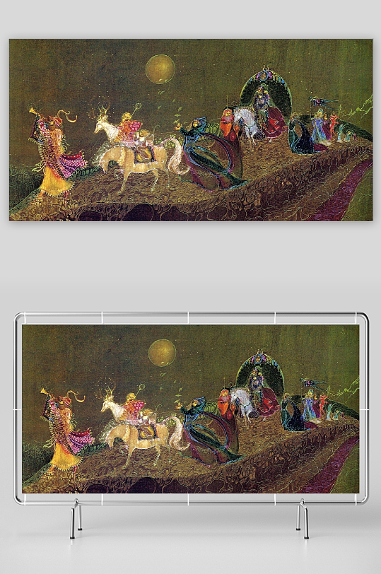 奇幻夜行队伍月下前行-众图网