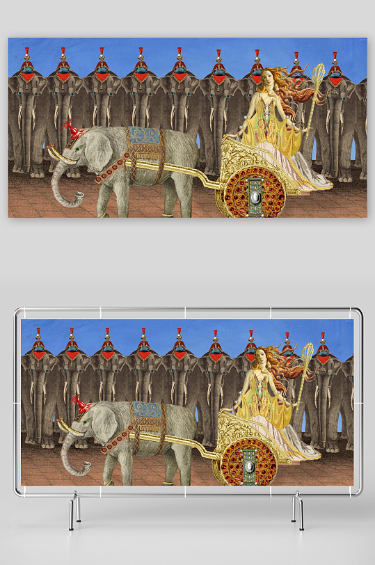 奇幻大象战车与女王-众图网