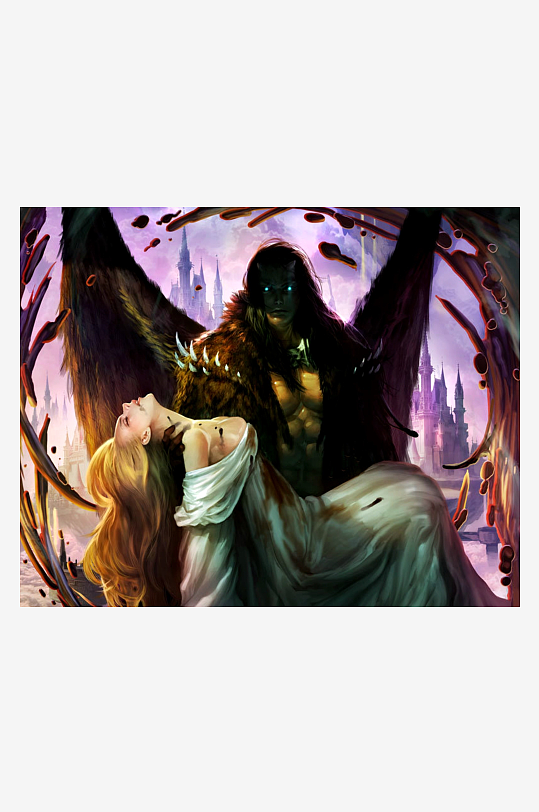 奇幻天使与女子对峙场景-众图网