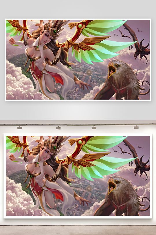 奇幻天使与巨鹰翱翔云端-众图网