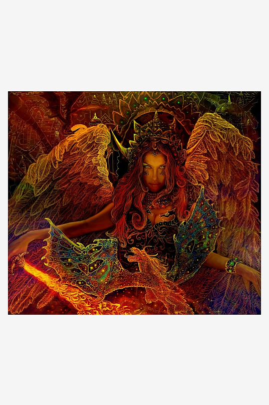 奇幻天使与龙的神秘艺术画-众图网