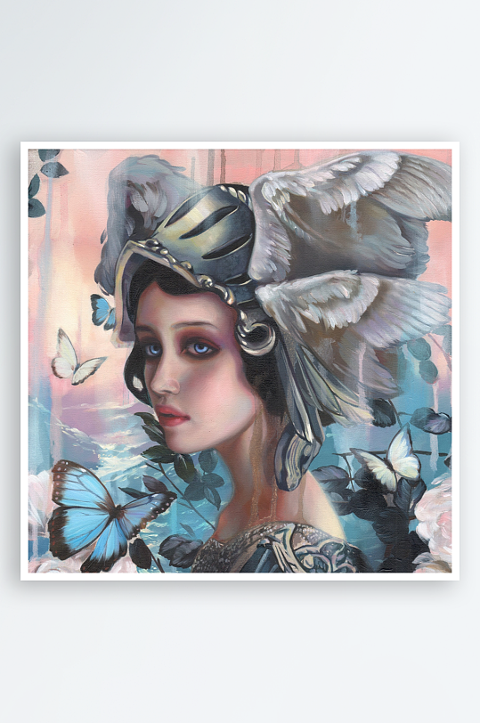 奇幻天使头饰与蝴蝶艺术画-众图网