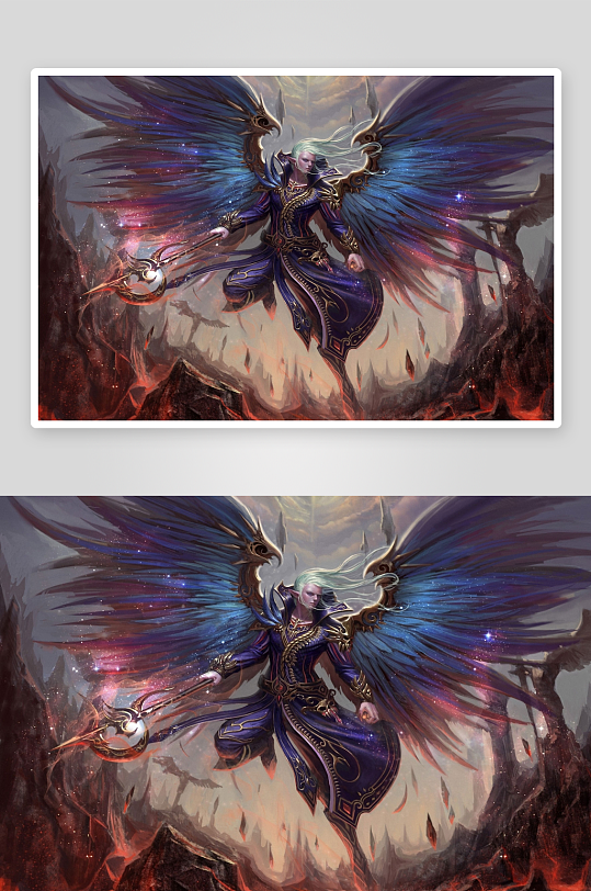 奇幻天使展翅于熔岩之上-众图网