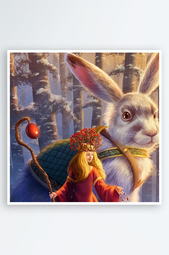 奇幻森林中女巫与巨兔同行-众图网