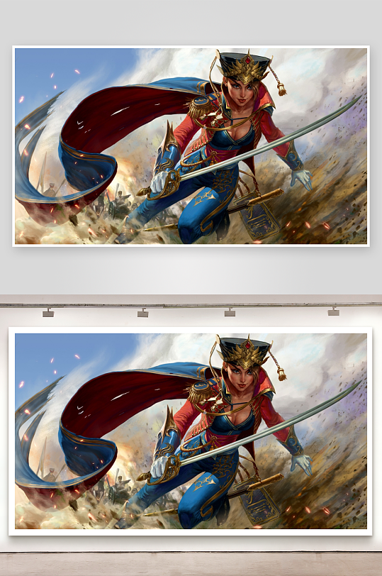 奇幻战士挥剑冲锋战斗场景-众图网