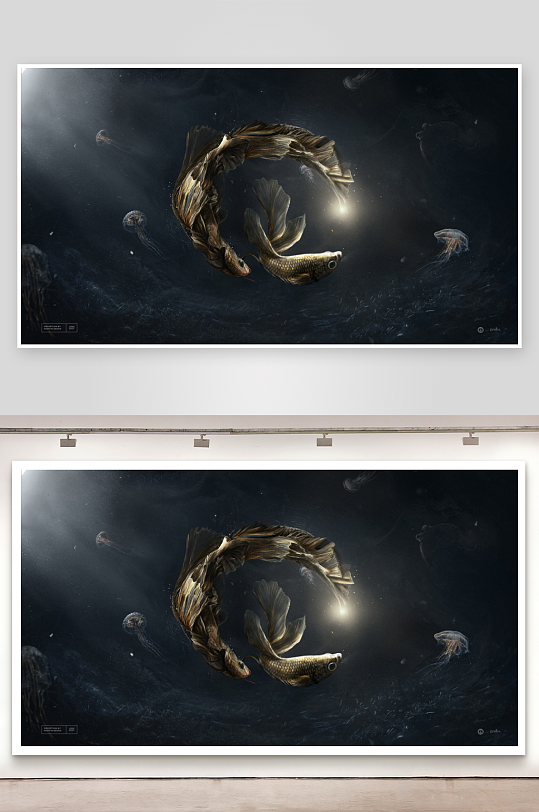 奇幻深海鱼群光影艺术-众图网