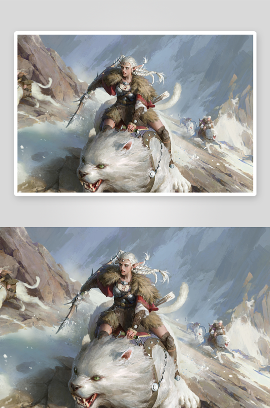 奇幻战士骑兽冲锋雪山-众图网