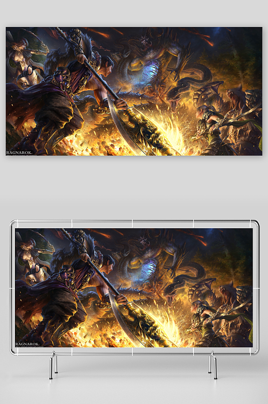 奇幻战斗场景勇士对战巨龙-众图网