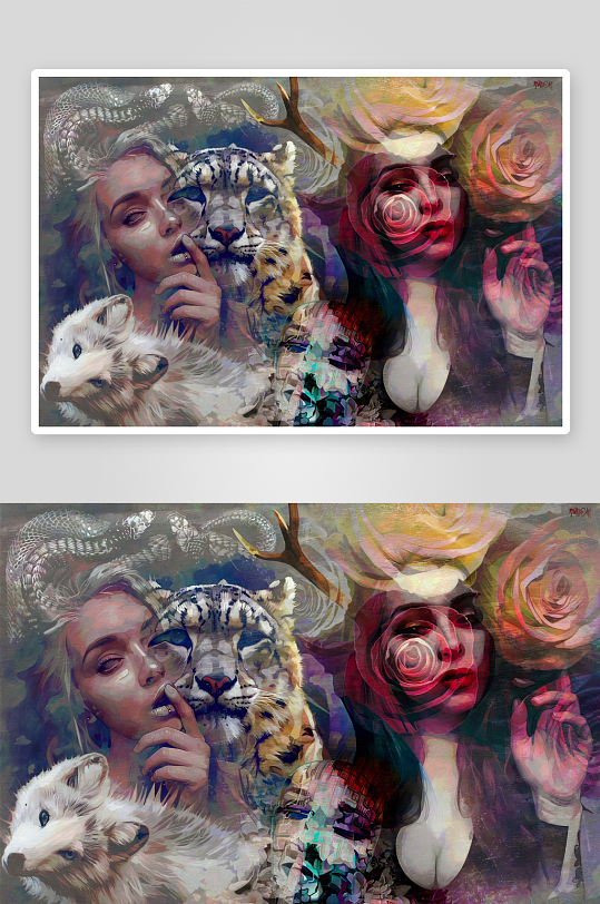 梦幻人兽融合艺术画-众图网