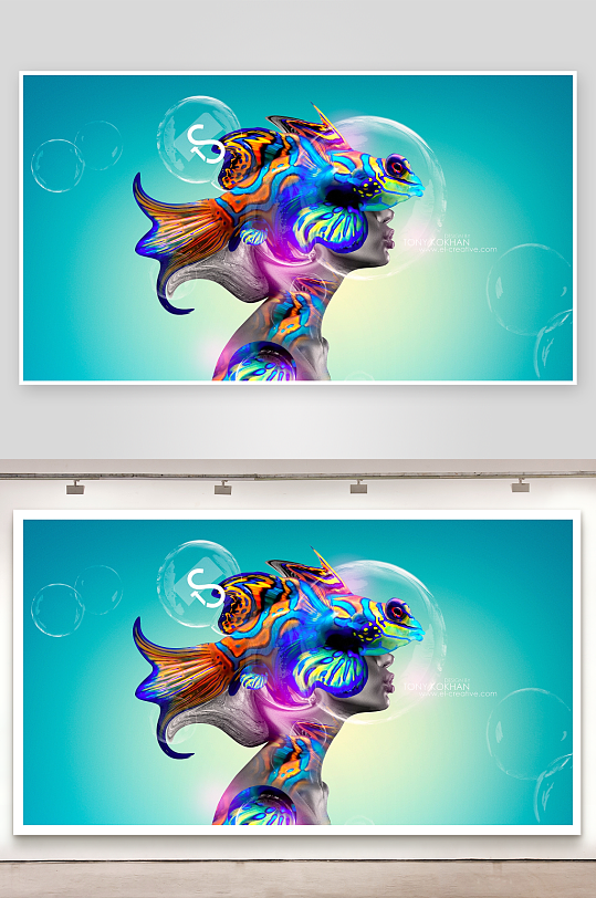 梦幻人鱼艺术肖像-众图网