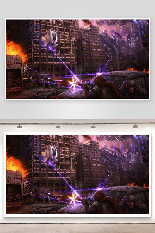 未来城市废墟战斗场景-众图网