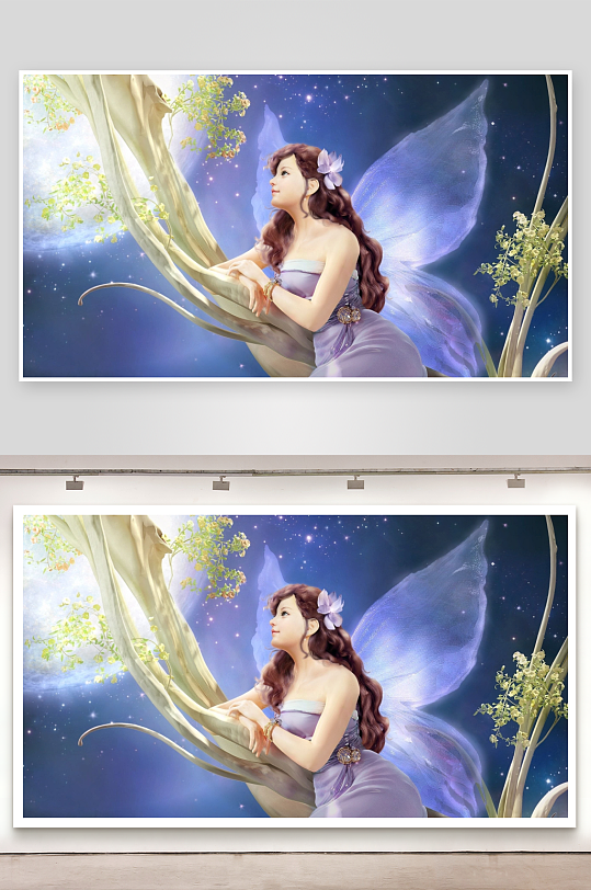 梦幻仙女夜空栖息-众图网