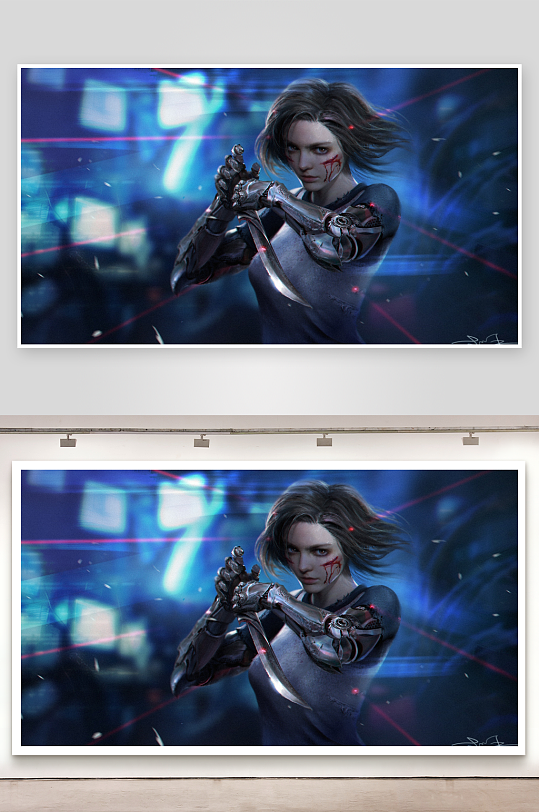 未来战士手持利刃的科幻肖像-众图网