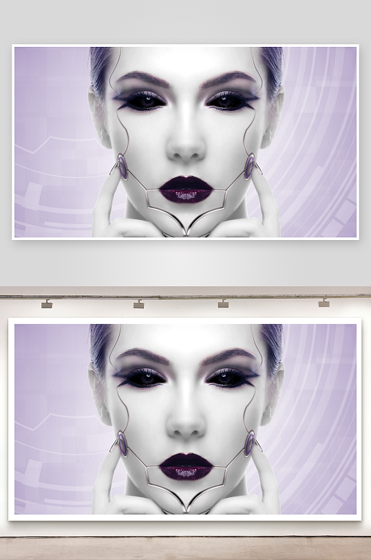 未来科技感人脸妆容艺术-众图网