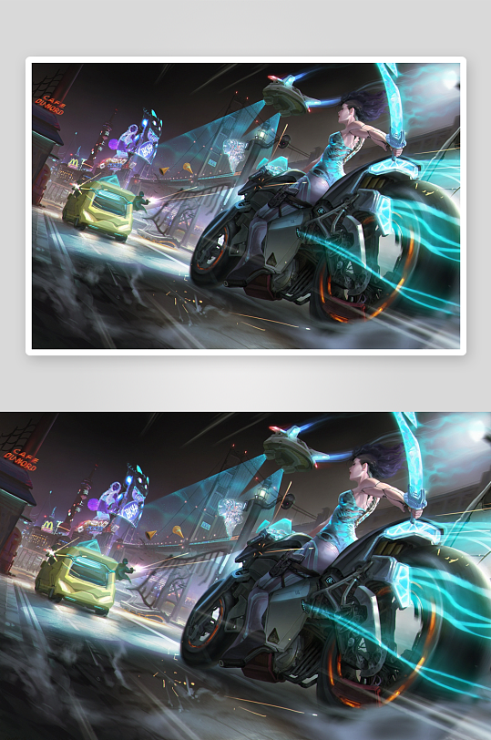未来都市夜骑科幻机车-众图网