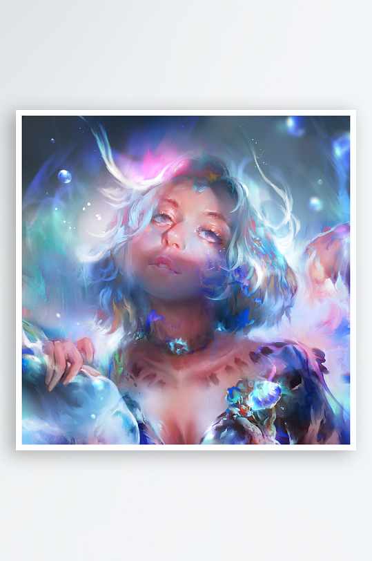 梦幻光影中的神秘女子肖像-众图网