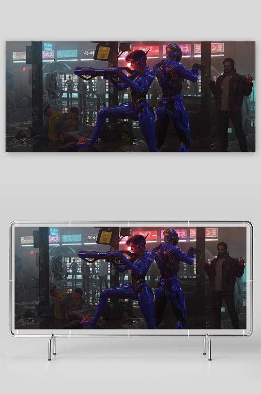 未来都市街头科幻战斗场景-众图网