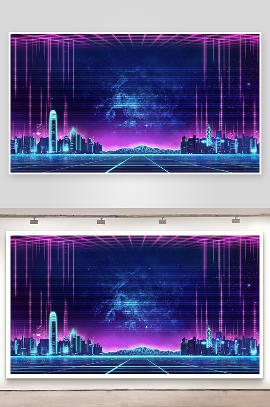 未来都市霓虹夜景-众图网