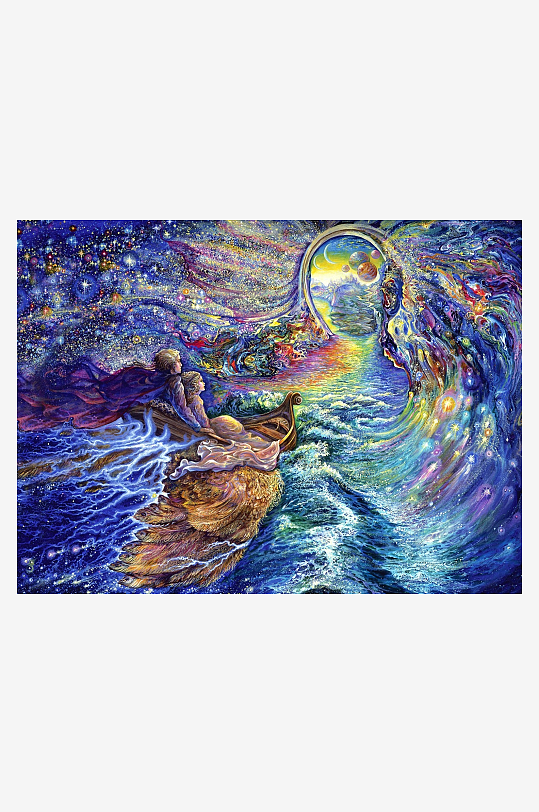 梦幻双人乘舟穿越星河隧道-众图网