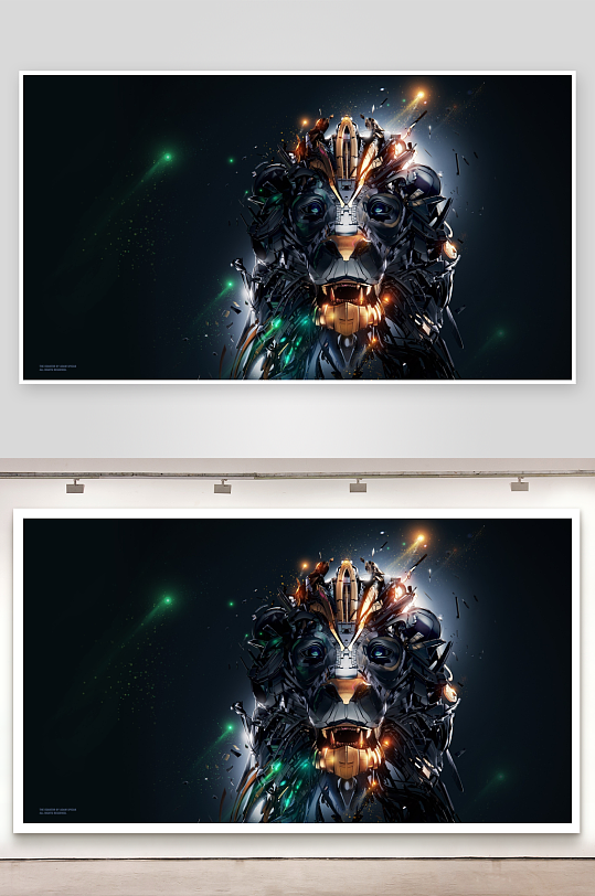 机械狮子头像科幻艺术设计-众图网