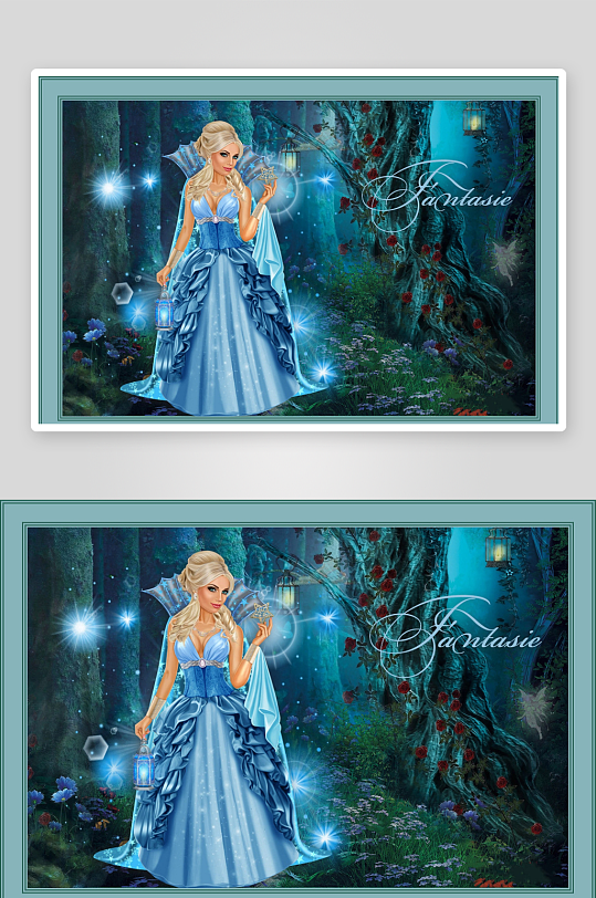 梦幻森林中的蓝裙仙女-众图网