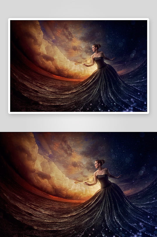 梦幻女子立于波涛之上-众图网