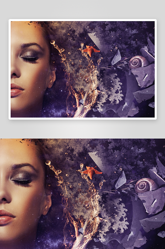 梦幻女性与海洋元素艺术拼接-众图网