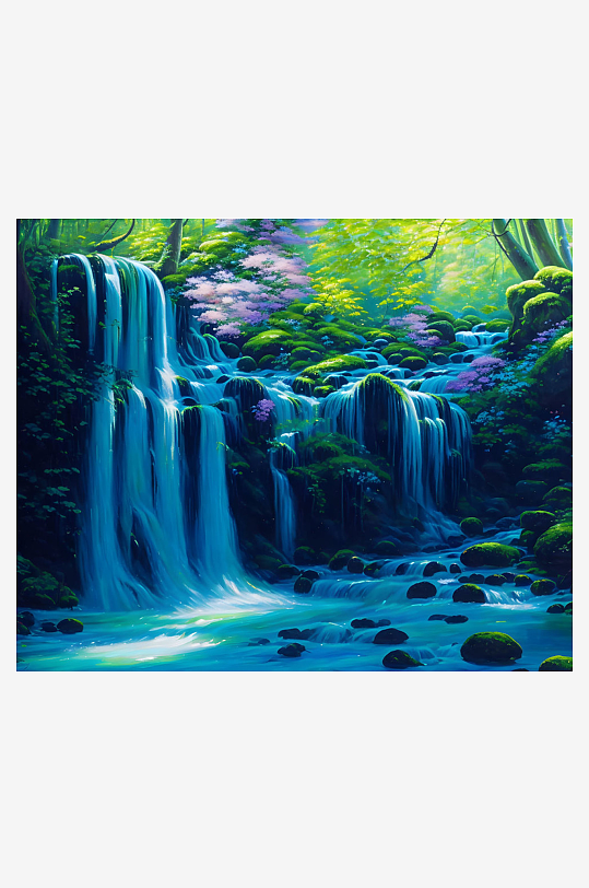 梦幻森林瀑布景观-众图网