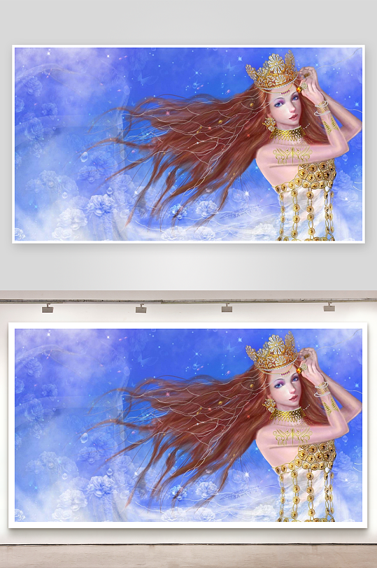 梦幻女神身着华丽金饰-众图网