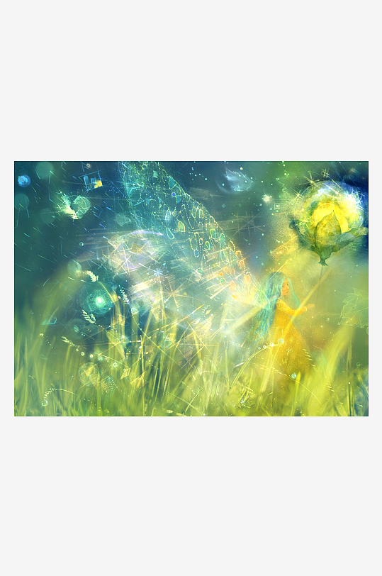 梦幻少女与发光蝴蝶-众图网