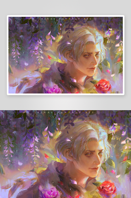 梦幻花丛中的银发人物插画-众图网