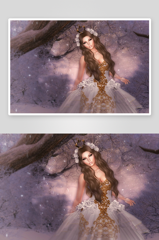 梦幻雪景中的华丽女子-众图网