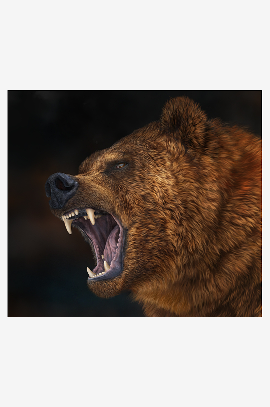 棕熊张嘴咆哮特写-众图网