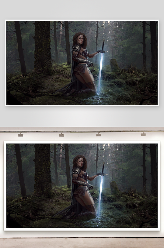 森林中持剑女战士-众图网