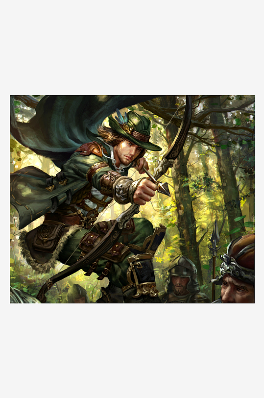 森林中持弓箭的骑士-众图网