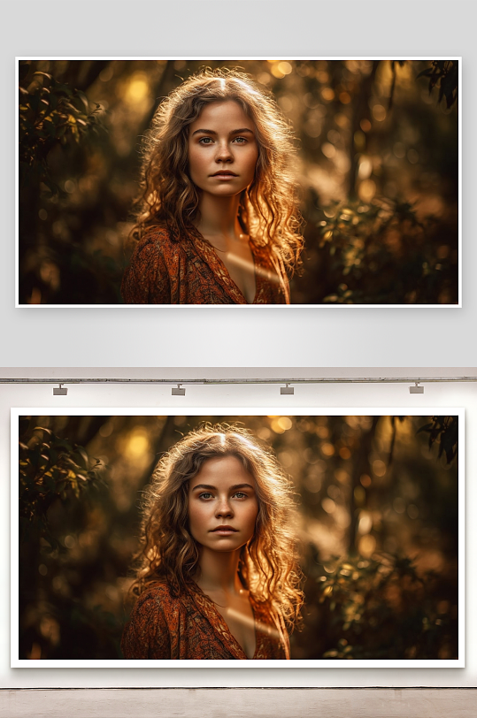 森林中金发女子肖像-众图网