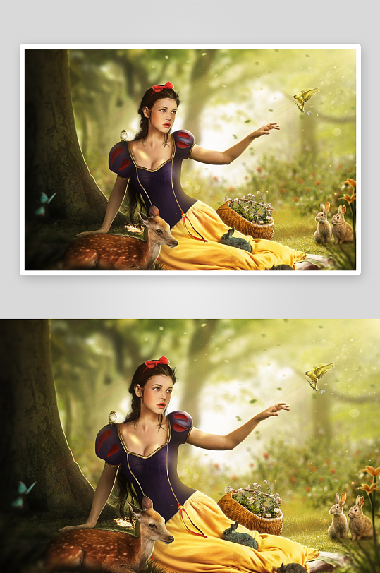森林公主与动物和谐共处-众图网