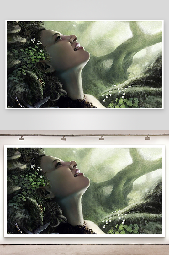 森林女子与自然共生的梦幻画面-众图网