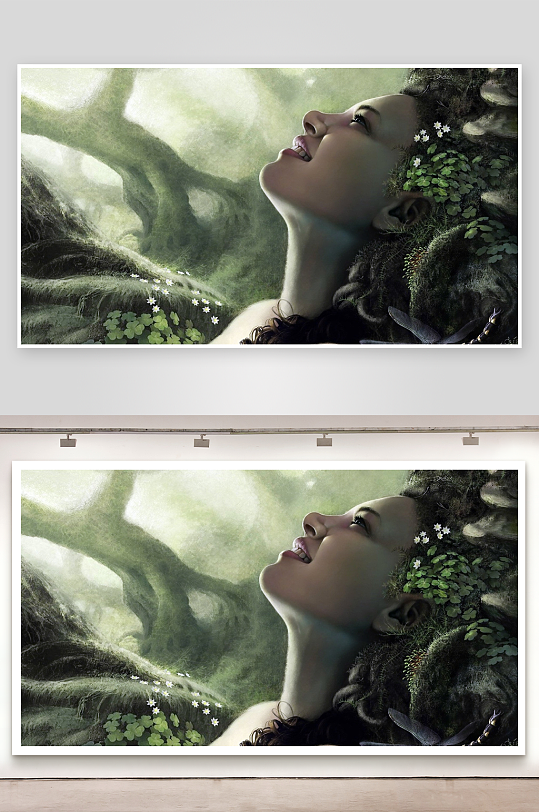 森林女子仰望梦幻场景-众图网