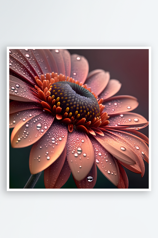 水珠点缀的橙色花朵特写-众图网