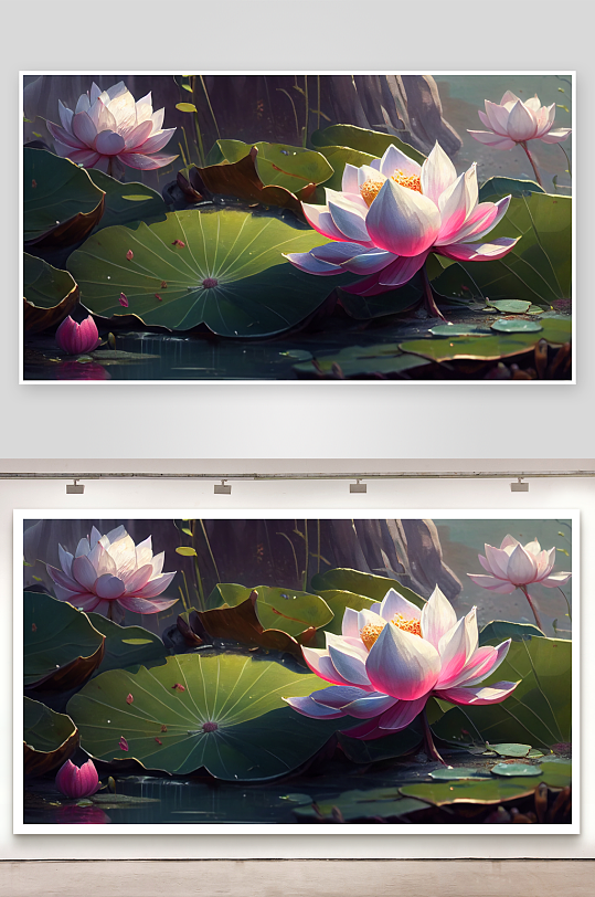 池塘莲花盛开美景-众图网