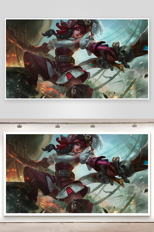 海盗女战士挥剑战斗场景-众图网