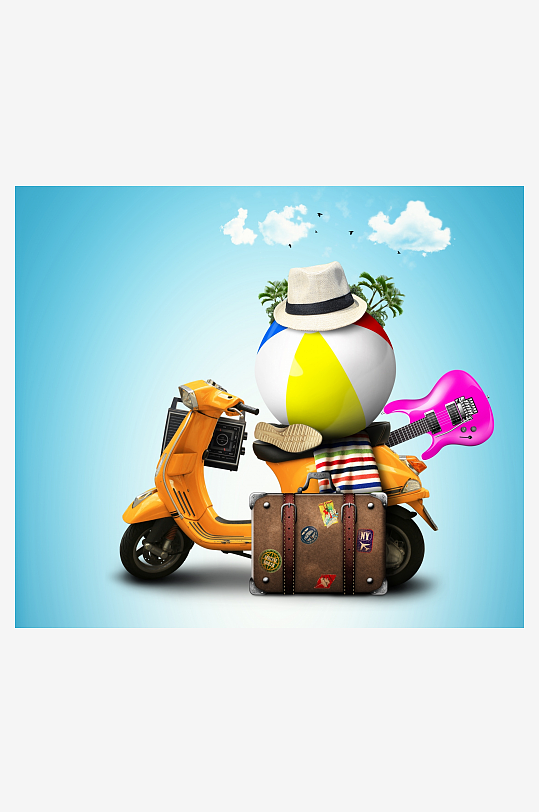 沙滩球创意旅行装置-众图网