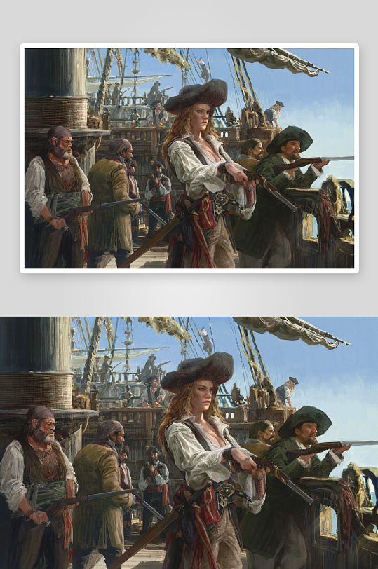 海盗船上的紧张对峙-众图网