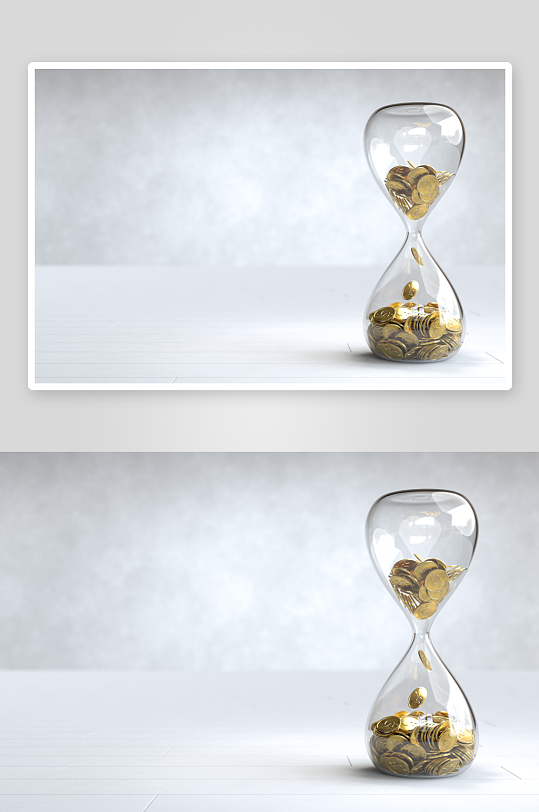 沙漏金币流动象征时间金钱-众图网