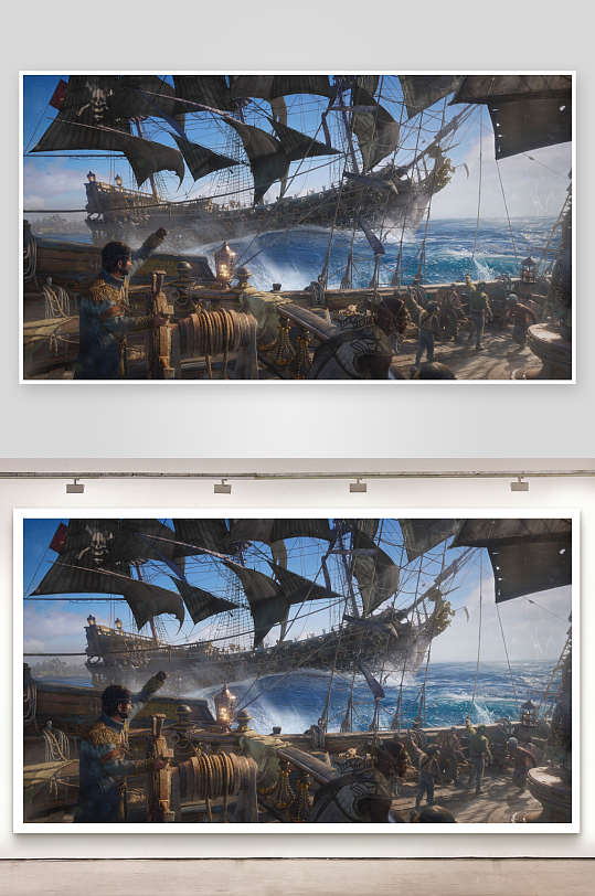 海盗船海上航行众人忙碌-众图网