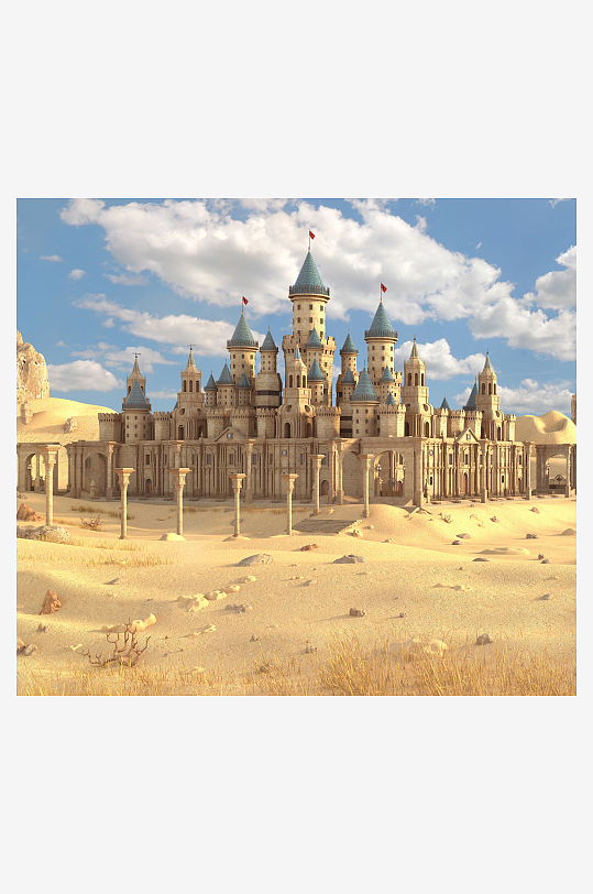 沙漠古城堡奇幻景观-众图网