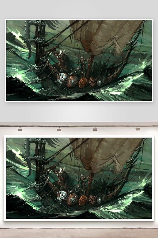 海盗船激战海浪照片摄影-众图网