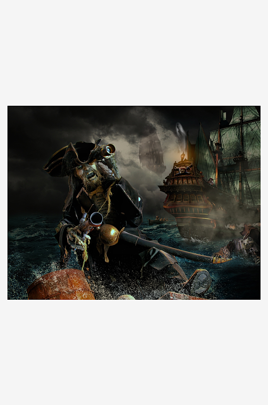 海盗船长海上冒险场景-众图网